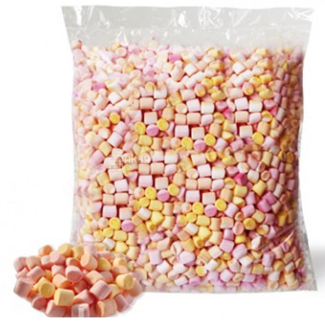Chewable marshmallow Multicolour with orange, strawberry and peach flavours
