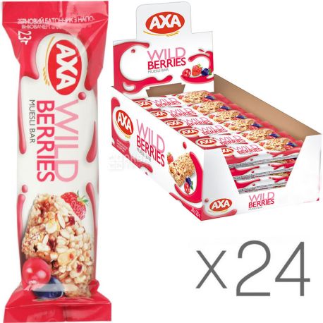 AXA, 23 g, Pack of 24 pcs., Aksa grain bar with wild berries