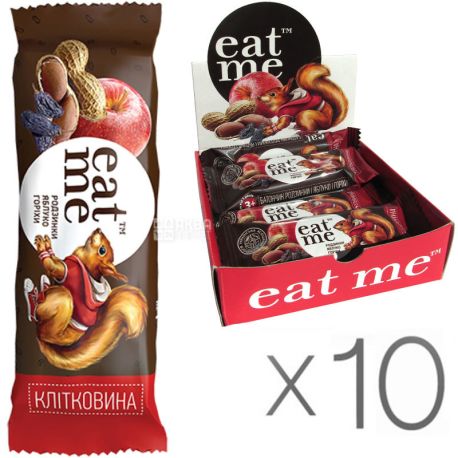 EatMe, 30 г, Упаковка 10 шт., ИтМи, Батончик, Изюм, яблоки, орехи в черном шоколаде