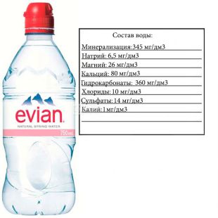 Evian, Спорт, 0,75 л, Эвиан, Вода негазированная, ПЭТ