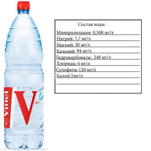 Vittel, 1 л, Вітель, Вода мінеральна негазована, ПЕТ