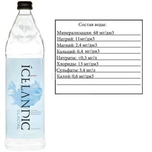 Icelandic Glacial, 0,75 л, Асландік Глесіал, Вода мінеральна негазована, скло