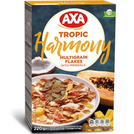 Axa Harmony Tropic, 220 г, Хлопья Мультизерновые с тропическими фруктами и минералами