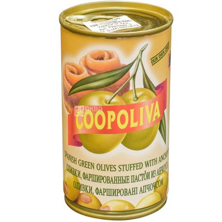 Coopoliva, 370 ml, green Olives Coopoliva with anchovy, W / W