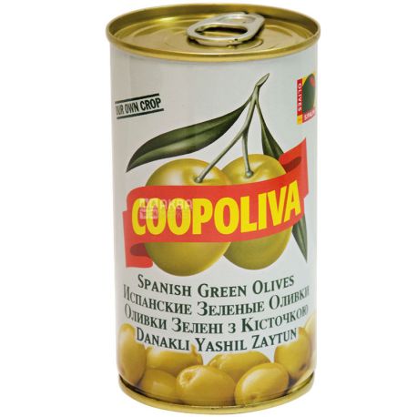Coopoliva, 370 мл, Кополива, Оливки зеленые с косточкой