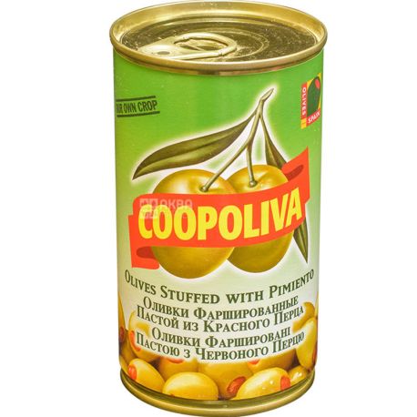 Coopoliva, 370 мл, Кополива, Оливки зеленые с красным перцем