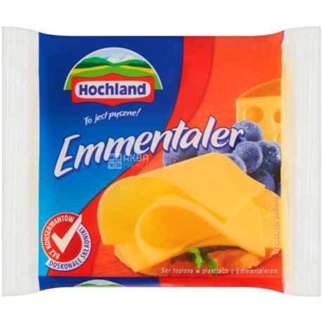 Hochland Emmentaler, 130 г, Плавленый сыр Хохланд Эмменталер, 40%, нарезанный