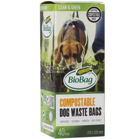 BioBag, 40 шт., Пакети для прибирання за тваринами БіоБег, біорозкладні