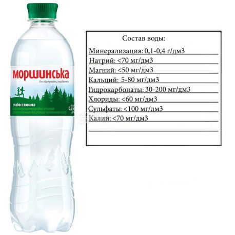 Моршинська, 0,75 л, Вода мінеральна слабогазована, ПЕТ