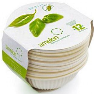 Amelon, Набор блюдец-розеток, 350 мл, круглых, из кукурузного крахмала, 12 шт.