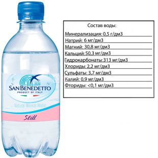 San Benedetto, 0,33 л, Сан Бенедетто, Вода минеральная негазированная, ПЭТ
