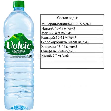 Volvic, 1,5 л, Вода Волвик минеральная, негазированная, ПЭТ