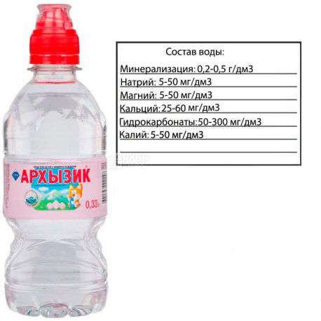 Arkhyzik, sport, 0.33 l, Still mineral water, PET