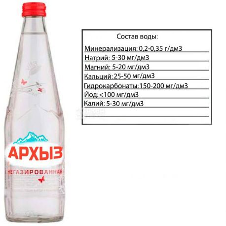 Arkhyz, 0.5 L, still mineral water, glass