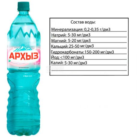 Arkhyz, Mineral water, non-carbonated, 1.5 L, PET, PAT