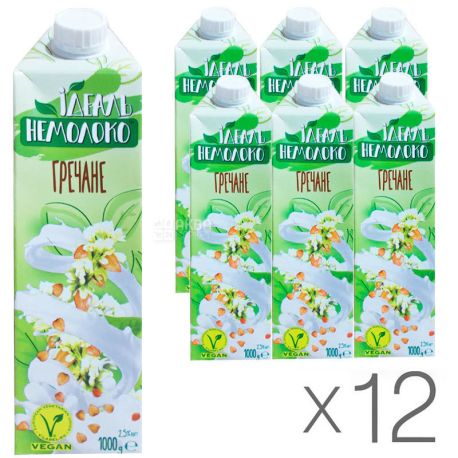 Ідеаль Немолоко, Гречане, 2,5%, 1 л, Упаковка 12 шт.
