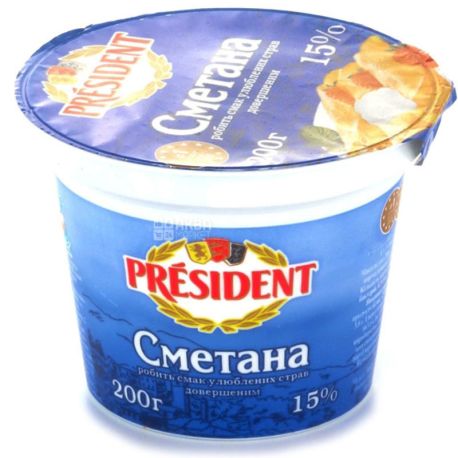 President, 200 g, 15%, sour Cream President