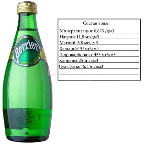 Perrier, 0,33 л, Перье, Вода минеральная газированная, стекло