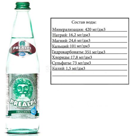 Fonti Prealpi, 0.5 L, Fonti Prealpi, Mineral water, carbonated, glass