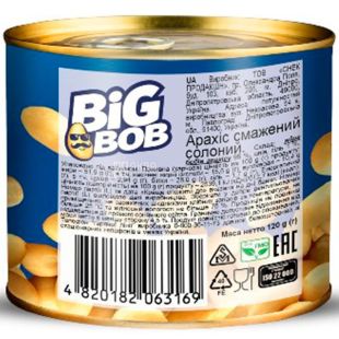 Big Bob, 120 г, Арахис жареный Биг Боб, соленый 