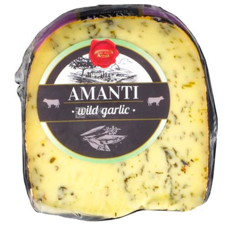 Basiron Daily Dairy Amanti, 200 g, Dutch rennet cheese Baziron Gouda with garlic, Mature, 50%