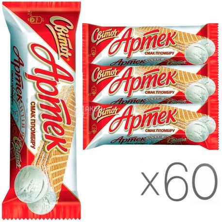 Світоч, упаковка 60 шт., По 80 г, Вафлі Артек, зі смаком пломбіру