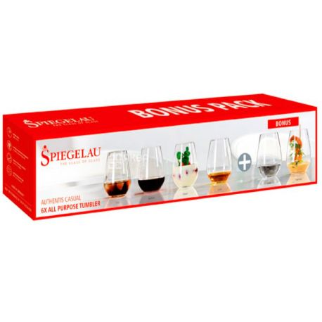 Spiegelau, Authentis Casual, 0,46 л, Шпигелау, Набор бокалов для воды, 4 + 2 шт.