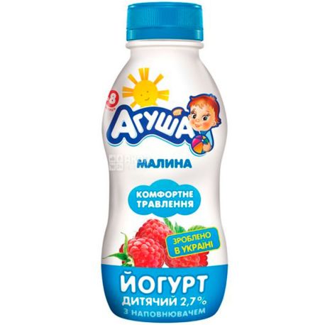 Агуша, 200 г, Йогурт детский, Малина, с 8 месяцев, 2,7%