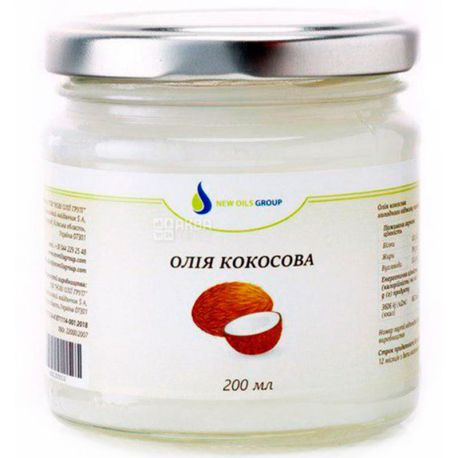 New Oils Group, 0,2 л, Олія кокосова, скло
