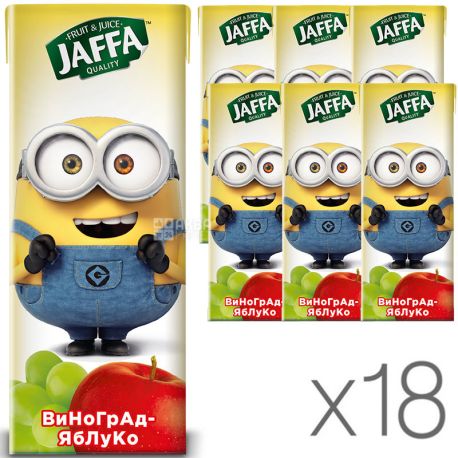 Jaffa, упаковка 18 шт., по 0,2 л, Джаффа, Нектар Миньоны, Виноградно-яблочный