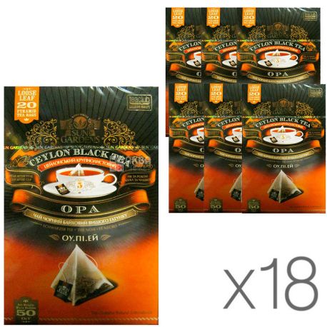Sun Gardens, 20 пак., Чай Сан Гарденс, ОПА, черный, крупнолистовой, упаковка 18 шт.
