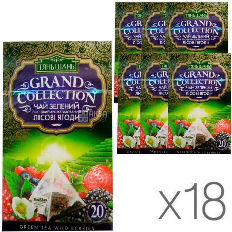 Тянь-Шань, Wild berries, 20 пак., Чай Лісові ягоди, зелений, упаковка 18 шт.