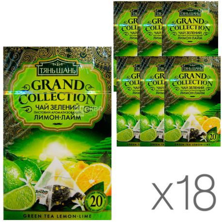 Тянь-Шань, Lemon-Lime, 20 пак., Чай Лимон-Лайм, зелений, упаковка 18 шт.