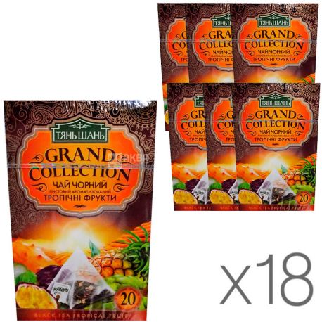 Тянь Шань, Tropical fruit, 20 пак., Чай, Тропические фрукты, черный, упаковка 18 шт.