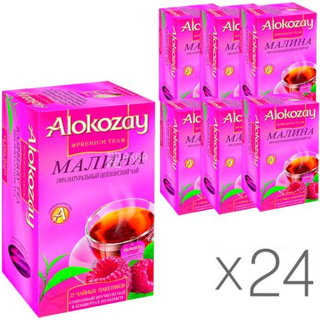 Alokozay, 25 пак, Чай черный Алокозай, с малиной, упаковка 24 шт.