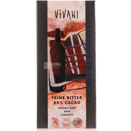 Vivani, 100 г, Вівані, Шоколад чорний, 85% какао, органічний