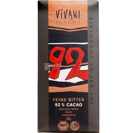 Vivani, 80 г, Вивани, Шоколад черный, 92% какао, органический