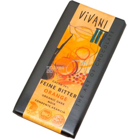 Vivani, 100 г, Вивани, Шоколад черный, с апельсином, органический