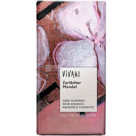 Vivani, 100 г, Вівані, Шоколад чорний з мигдалем, органічний