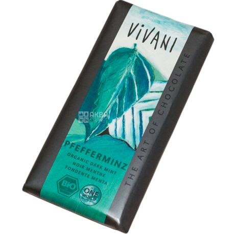Vivani, 100 г, Вівані, Шоколад чорний, з м'ятою, органічний