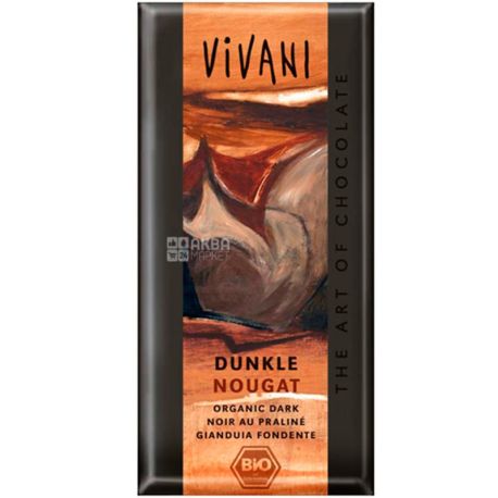 Vivani, 100 г, Вівані, Шоколад чорний, з нугою, органічний