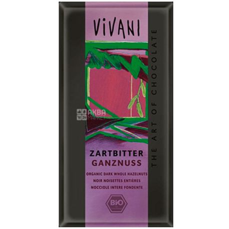 Vivani, 100 г, Вівані, Шоколад чорний, з ліщиною, органічний
