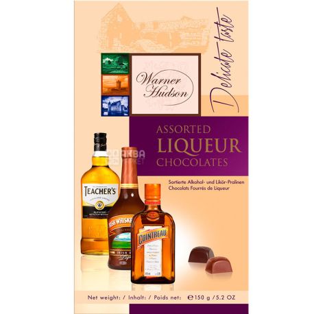 Piasten, WH Assorted Liqueur, 150 г, Пястен, Конфеты шоколадные, с алкоголем