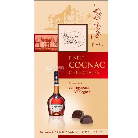 Piasten, WH Finest Cognac, 150 г, Пястен, Цукерки шоколадні, з коньяком Courvoisier