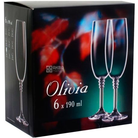 Вohemia, Olivia, 190 мл, Богемія, Набір келихів для шампанського, 6 шт.