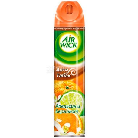 Air Wick, 240 ml, Aerosol air freshener, Anti-Tobacco, Orange and bergamot