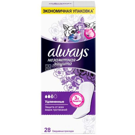 Always, Large Duo, 28 шт., Щоденні гігієнічні прокладки, подовжені, ароматизовані