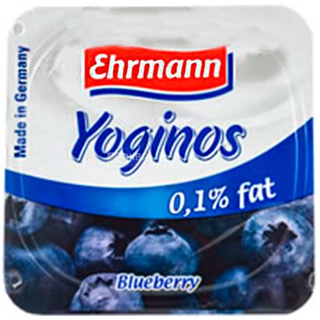 Ehrmann, 100 г, Єрман, Йогурт знежирений, Чорниця, 0,1%