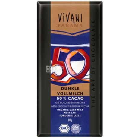 Vivani, 80 г, Вівані, Шоколад молочний, 50% какао