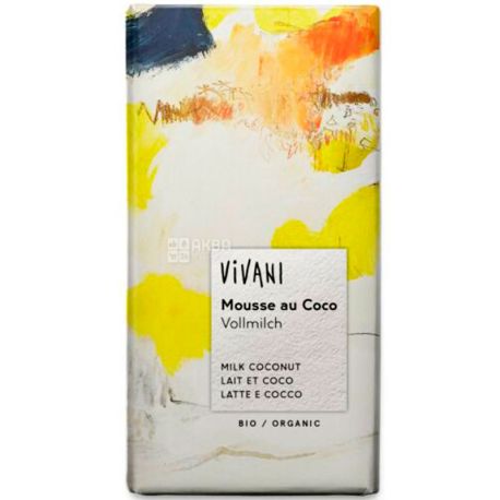 Vivani, 100 г, Вивани, Шоколад молочный, с кокосовым кремом, органический